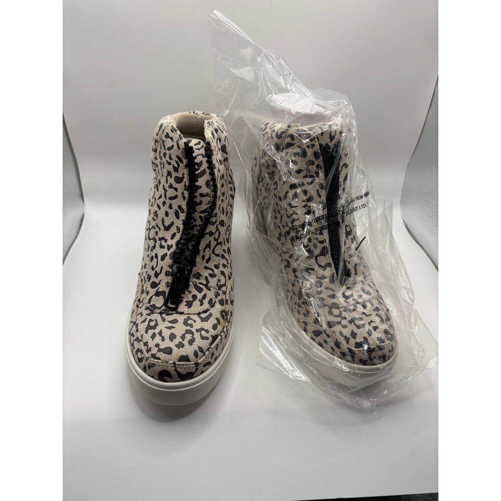 Ivory and black animal print booties